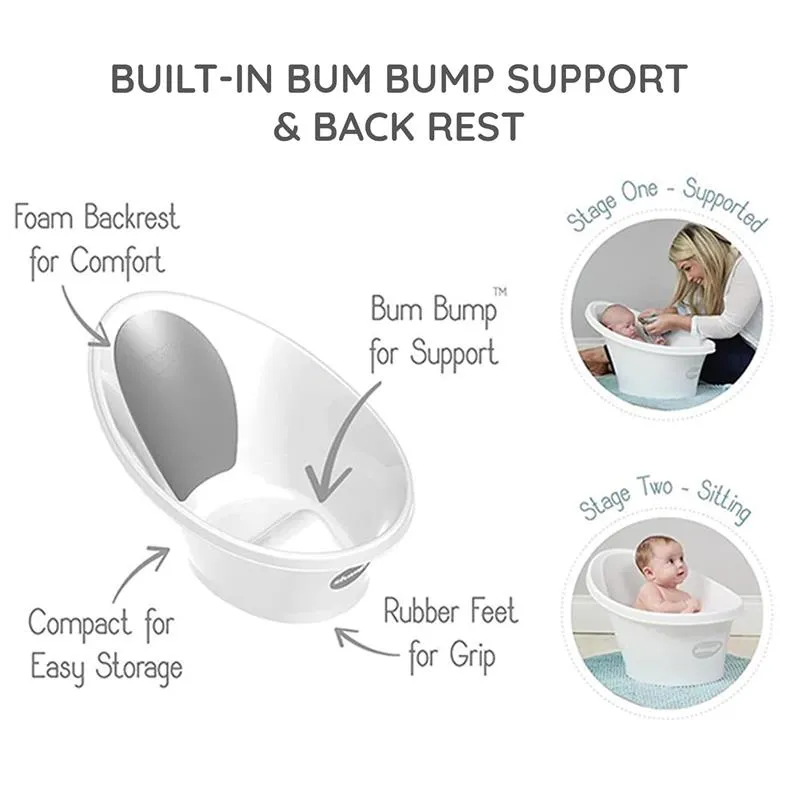 Shnuggle - Newborn Baby Bath With Plug, Pebble Grey - Image 7
