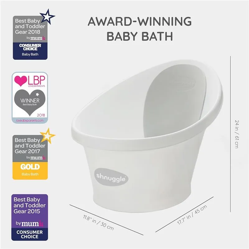 Shnuggle - Newborn Baby Bath With Plug, Pebble Grey - Image 8