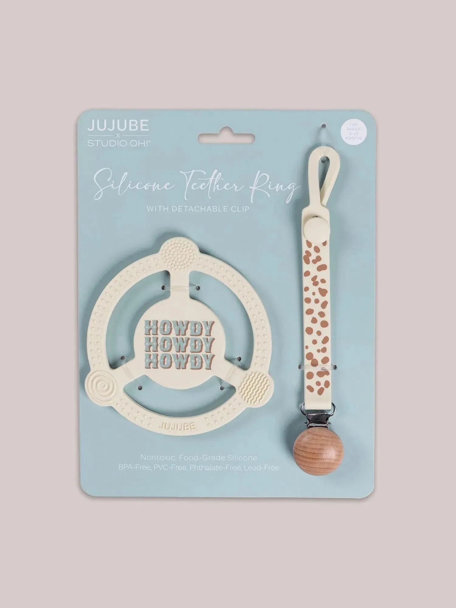 Silicone Teether Ring - Howdy Partner Blue by Caroline Alfreds