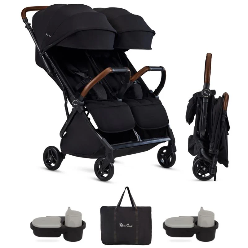 Silver Cross - Jet Lightweight Double Stroller + Essentials Bundle, Black