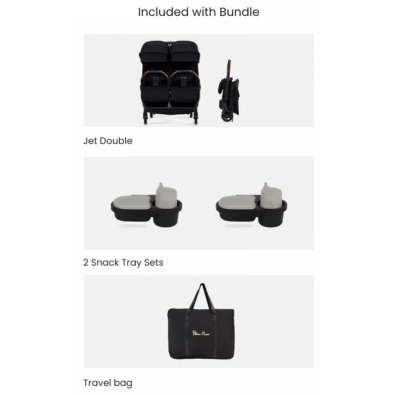 Silver Cross - Jet Lightweight Double Stroller + Essentials Bundle, Black - Image 2