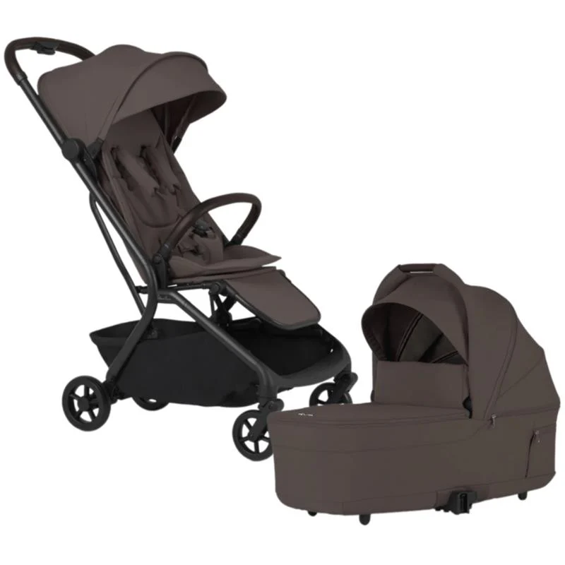 Silver Cross Nia Compact Travel Stroller & Bassinet Bundle, Chocolate