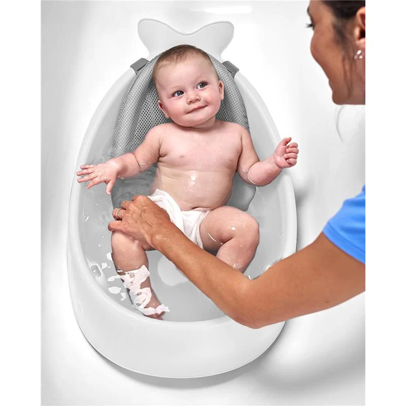 Skip Hop - Baby Bath Tub, 3-Stage Smart Sling Tub, Moby, White - Image 3