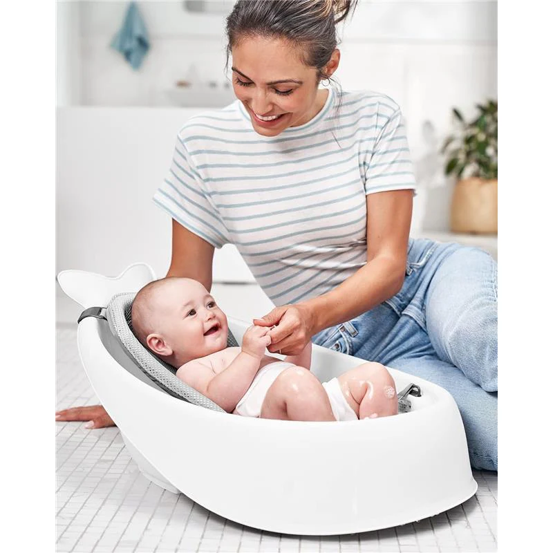 Skip Hop - Baby Bath Tub, 3-Stage Smart Sling Tub, Moby, White - Image 5