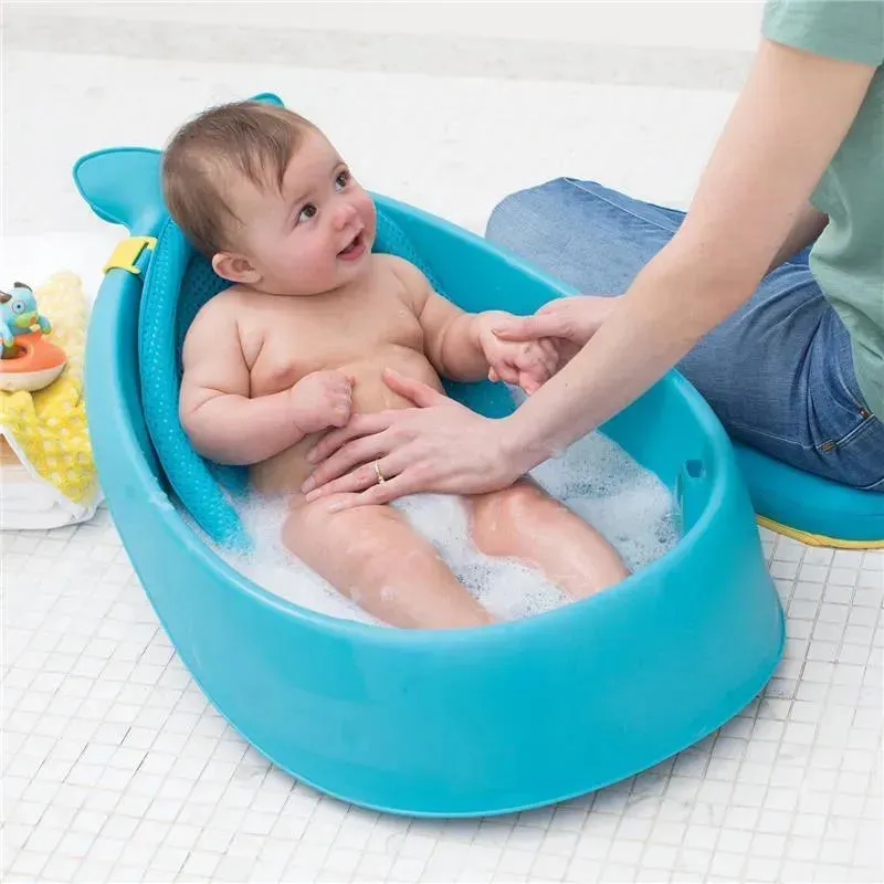 Skip Hop - Baby Bath Tub, 3-Stage Smart Sling Tub, Moby, Blue - Image 5