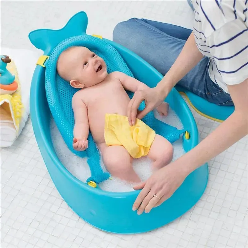 Skip Hop - Baby Bath Tub, 3-Stage Smart Sling Tub, Moby, Blue - Image 6