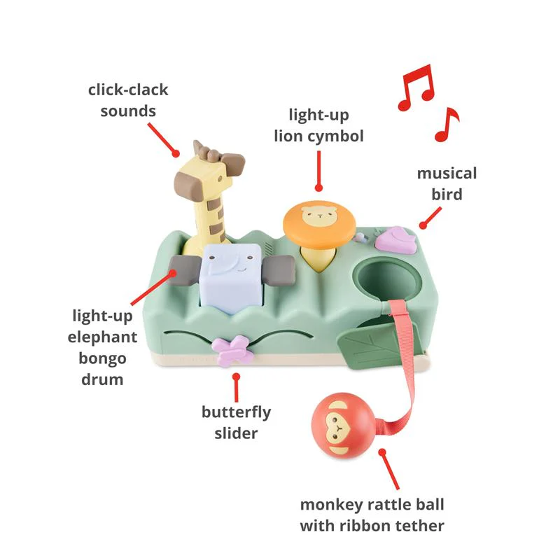 Skip Hop Tummy Time & Seated Play Cause & Effect Developmental Musical Baby Toy with 12 Animal Sounds, Lights, Music and 6 Activities, Geometric Wo - Image 4