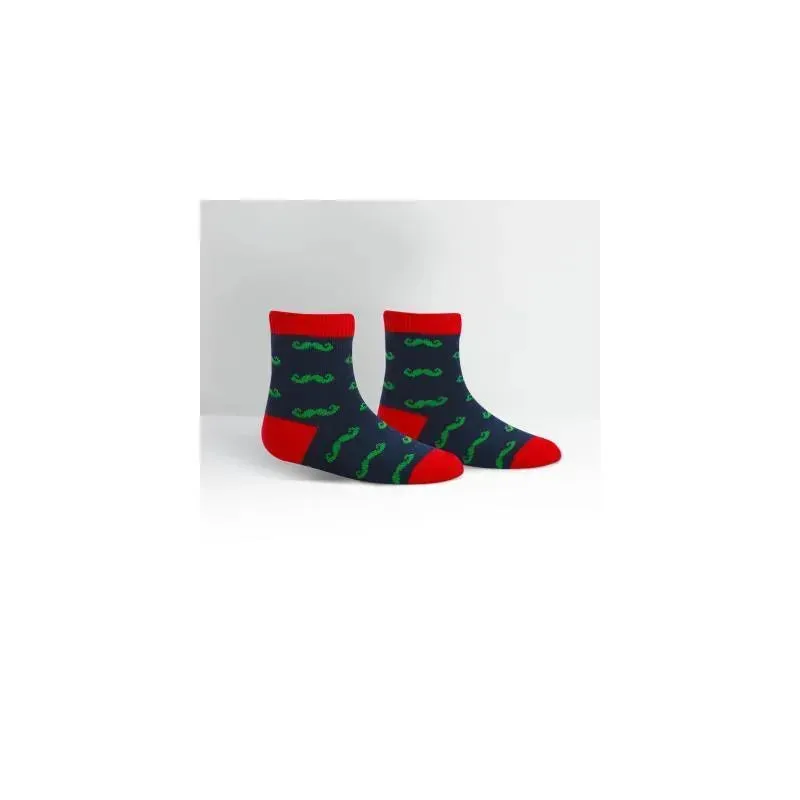 Sock It To Me Toddler Crew, Navy Mustache