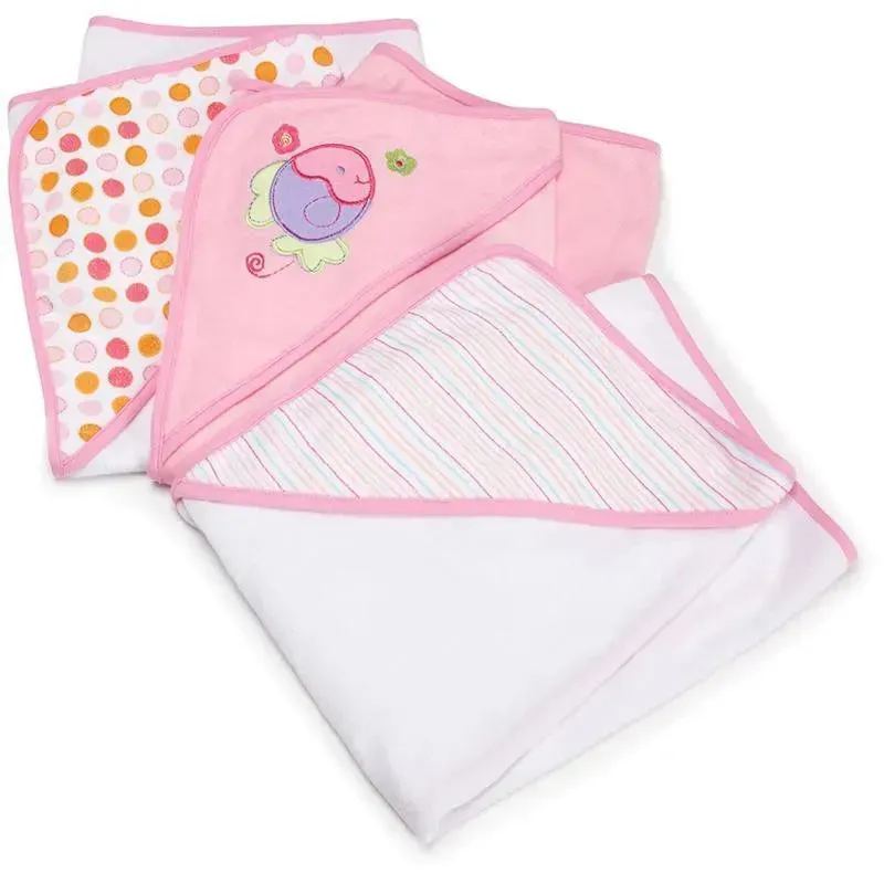 Spasilk - 3Pk Soft Terry Hooded Towel Set, Pink Fish