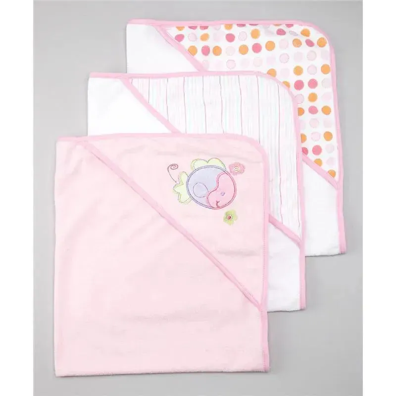 Spasilk - 3Pk Soft Terry Hooded Towel Set, Pink Fish - Image 2
