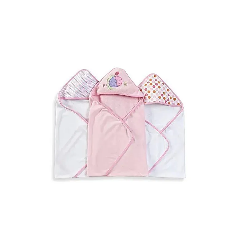 Spasilk - 3Pk Soft Terry Hooded Towel Set, Pink Fish - Image 3