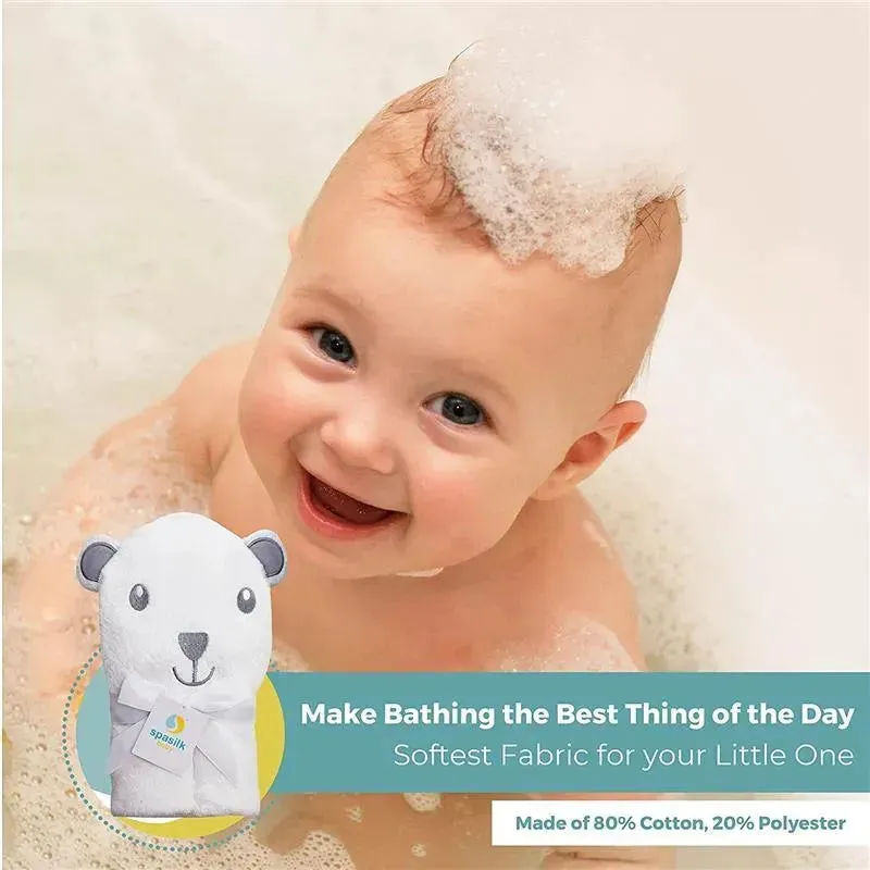 Spasilk - Hooded Towel Animal Bear, White - Image 2