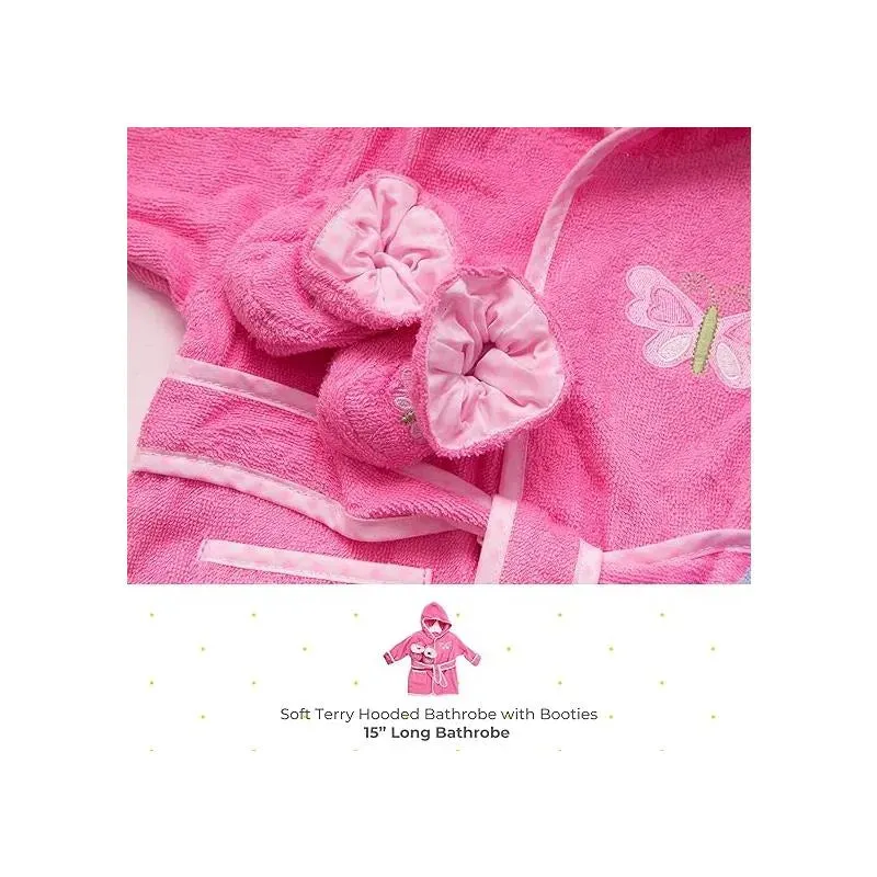 Spasilk - Terry Bathrobe With Booties, Pink Butterfly - Image 4