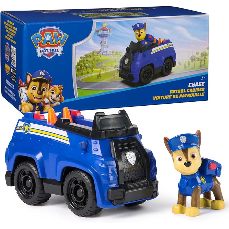 Spin Master - Paw Patrol Toy Car with Collectible Action Figure, Sustainably Minded, Chase