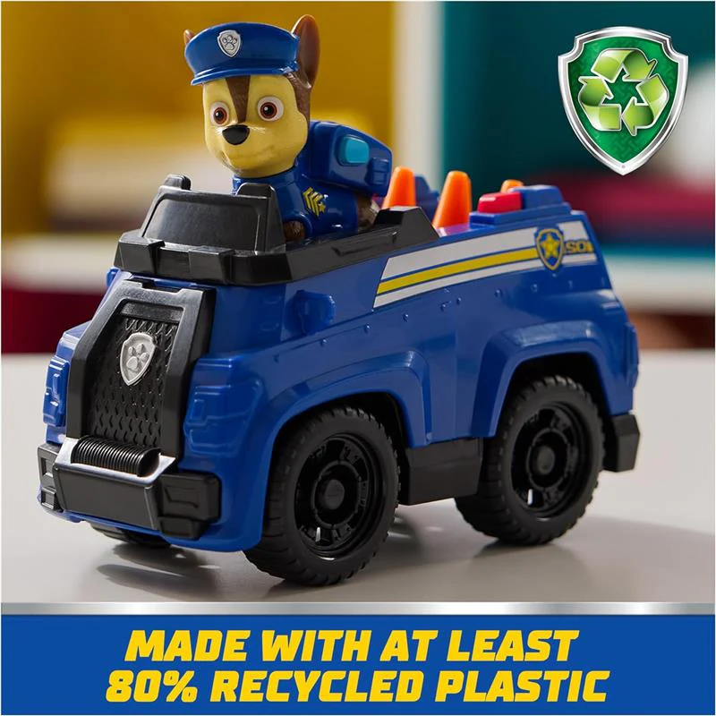 Spin Master - Paw Patrol Toy Car with Collectible Action Figure, Sustainably Minded, Chase - Image 4
