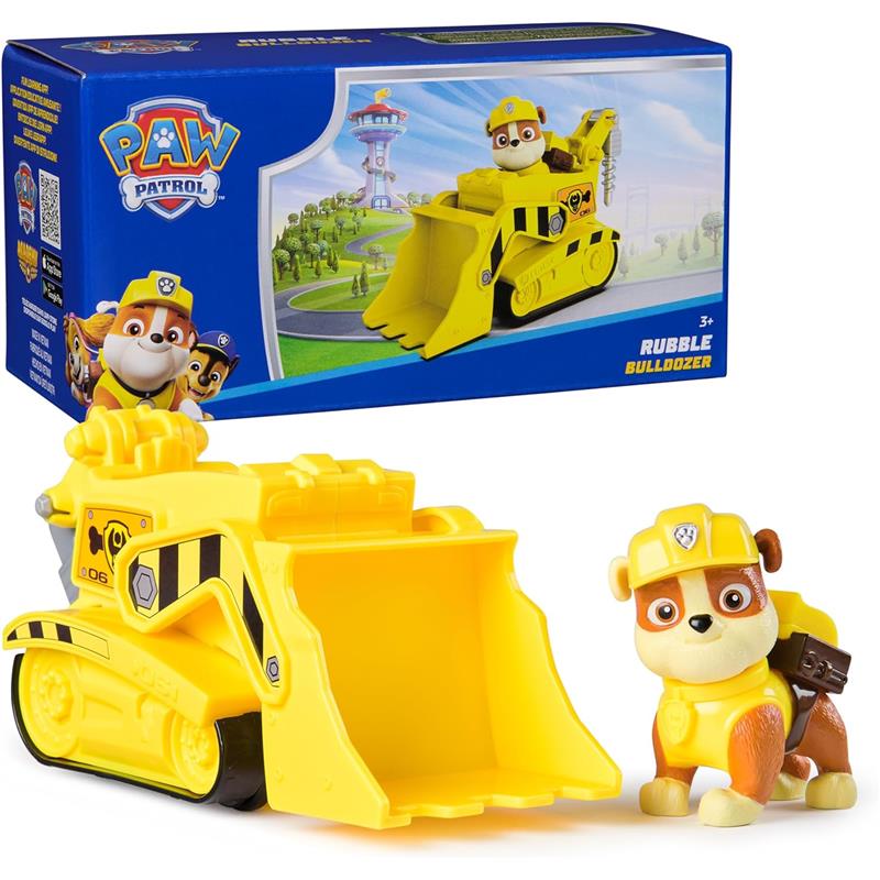 Spin Master - Paw Patrol Toy Car with Collectible Action Figure, Sustainably Minded, Rubble