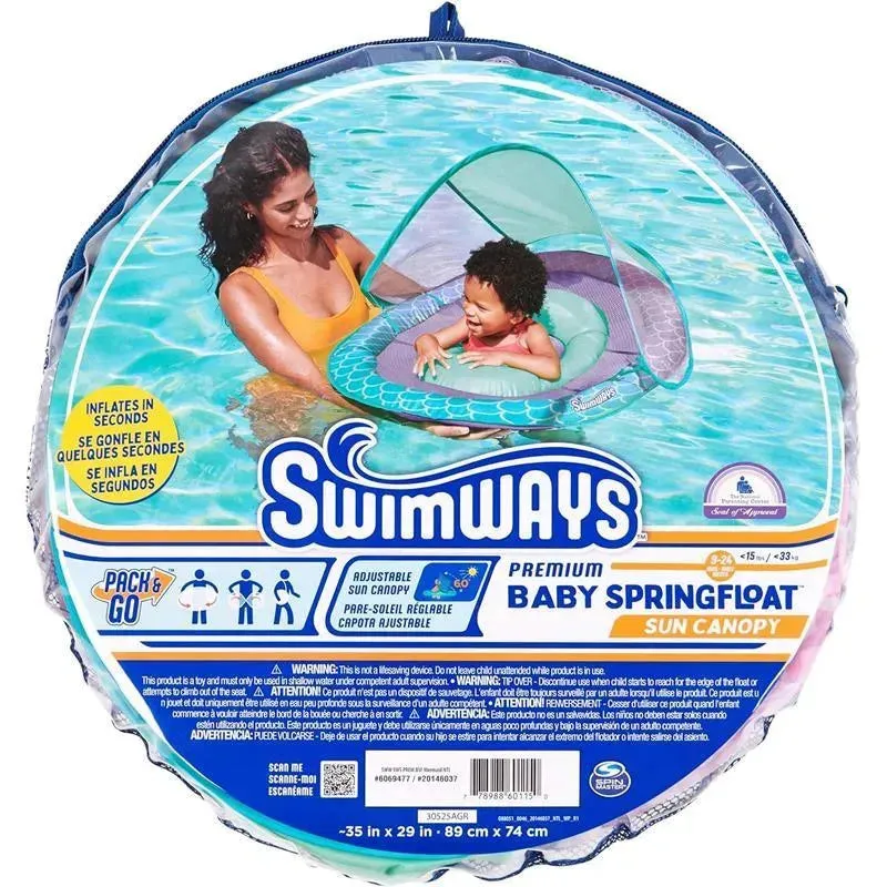 Spin Master - Swimways Baby Spring Pool Float, UPF Protection, Kids 9-24 Months, Mermaid - Image 7