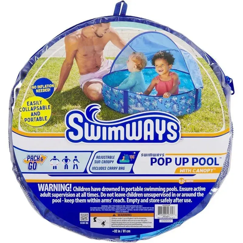 Spin Master - Swimways Elite Pop-Up Pool with Canopy & Carrying Case, for Ages 9-24 Months, 32, Blue - Image 5