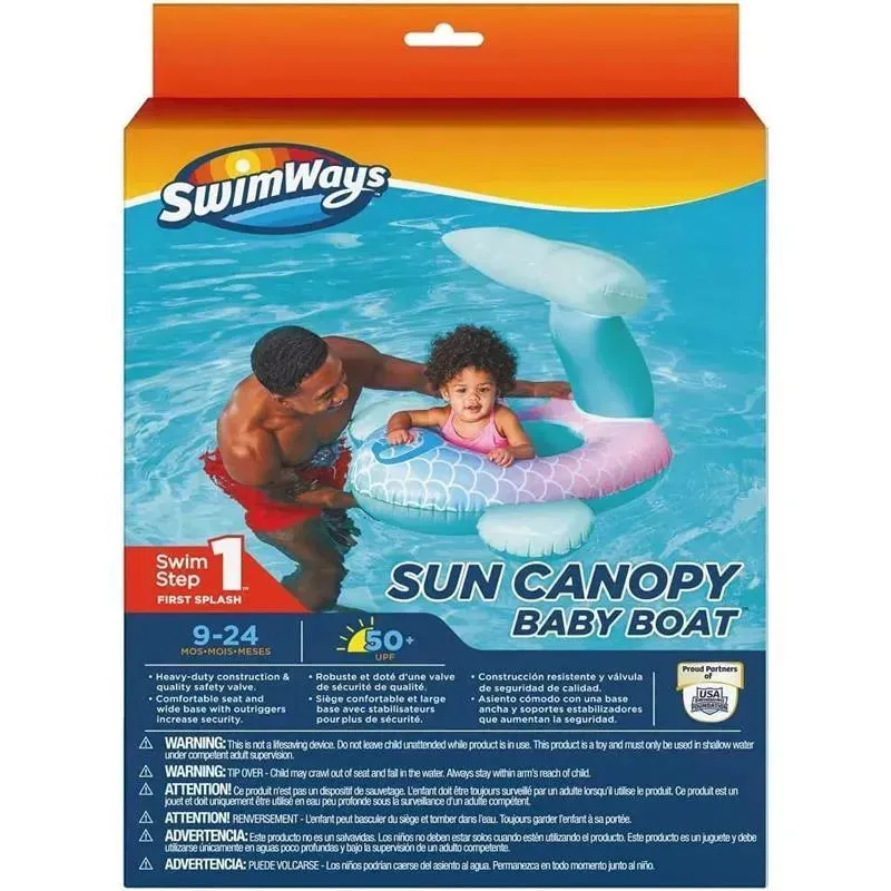 Spin Master - Swimways Sun Canopy Baby Boat, Toys for Kids Aged 9-24 Months, Mermaid - Image 6