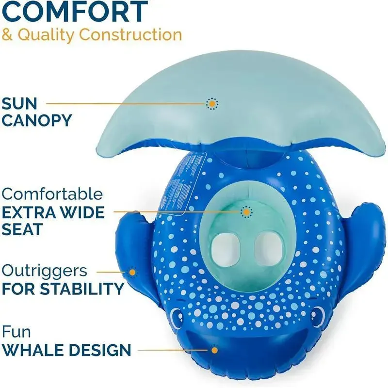 Spin Master - Swimways Sun Canopy Baby Boat, Toys for Kids Aged 9-24 Months, Whale - Image 5