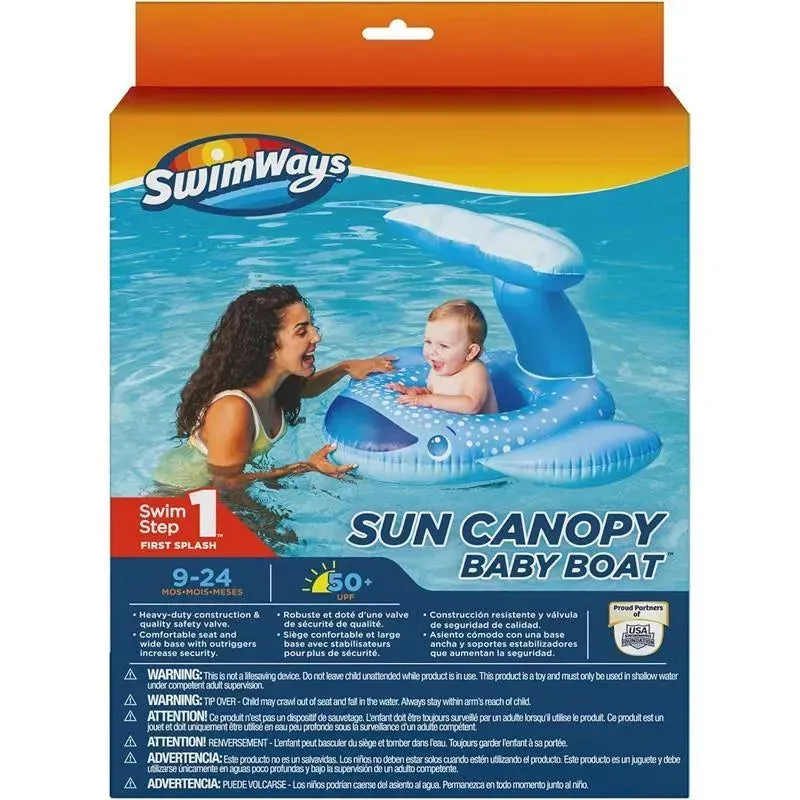 Spin Master - Swimways Sun Canopy Baby Boat, Toys for Kids Aged 9-24 Months, Whale - Image 7