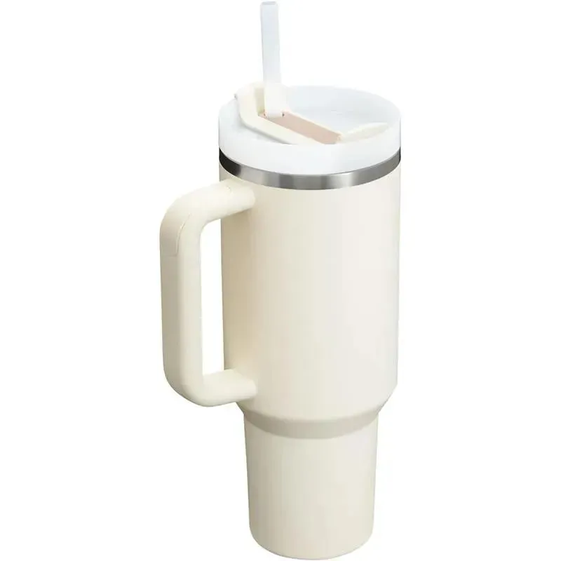 Stanley - Quencher H2.0 FlowState Stainless Steel Vacuum Insulated Tumbler, 40 oz, Cream - Image 3