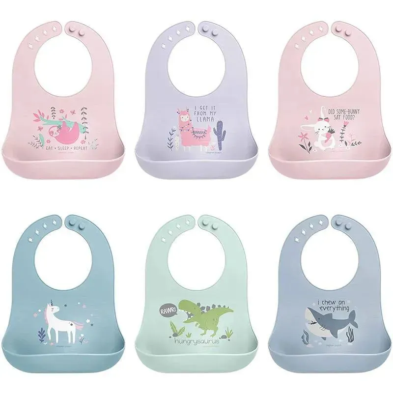 Stephen Joseph 100% Silicone Bibs For Baby Boy, Dino - Image 2