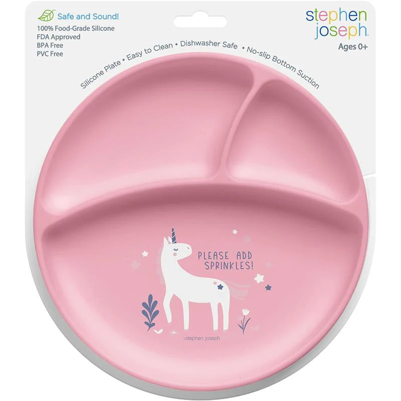 Stephen Joseph 100% Silicone Suction Plates For Babies, Unicorn - Image 2