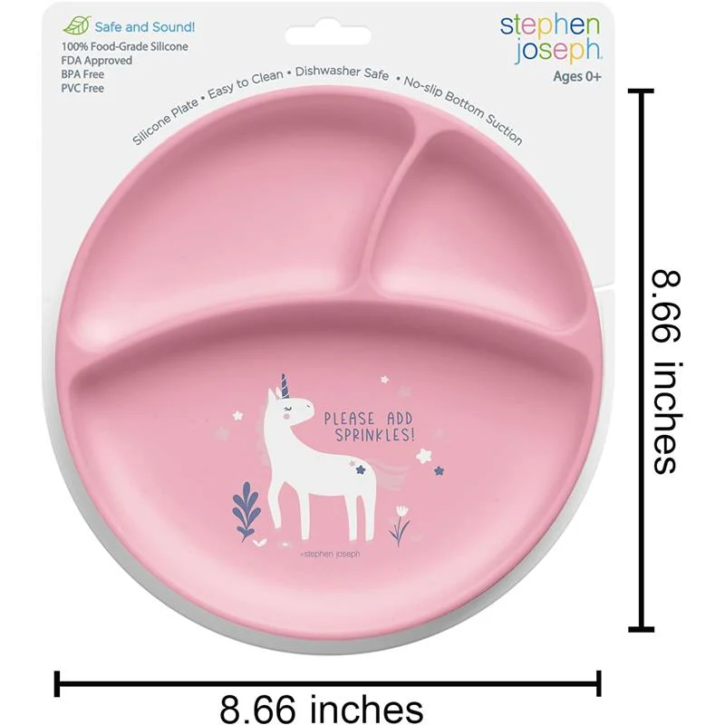 Stephen Joseph 100% Silicone Suction Plates For Babies, Unicorn - Image 3