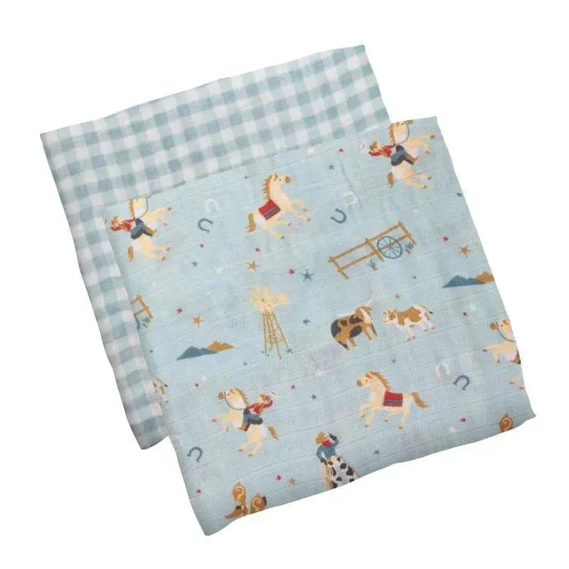 Stephen Joseph - 2Pk Western Muslin Blanket Set