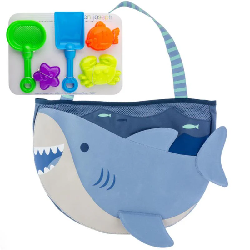 Stephen Joseph - Beach Totes With Sand Toy Play Set, Shark