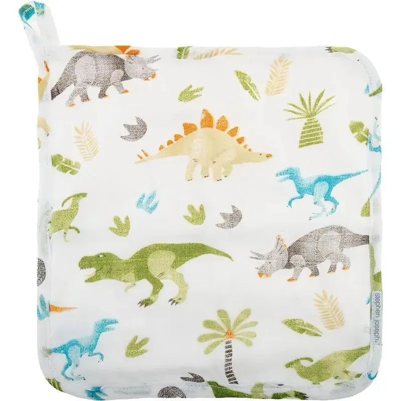 Stephen Joseph - Muslin Hooded Towel With Washcloth, Dino - Image 2