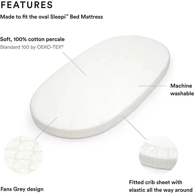 Stokke - Sleepi Fitted Sheet, Fans Grey - Image 2