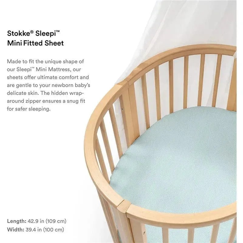 Stokke - Sleepi Mini Fitted Sheet, Dots Sage - Image 3