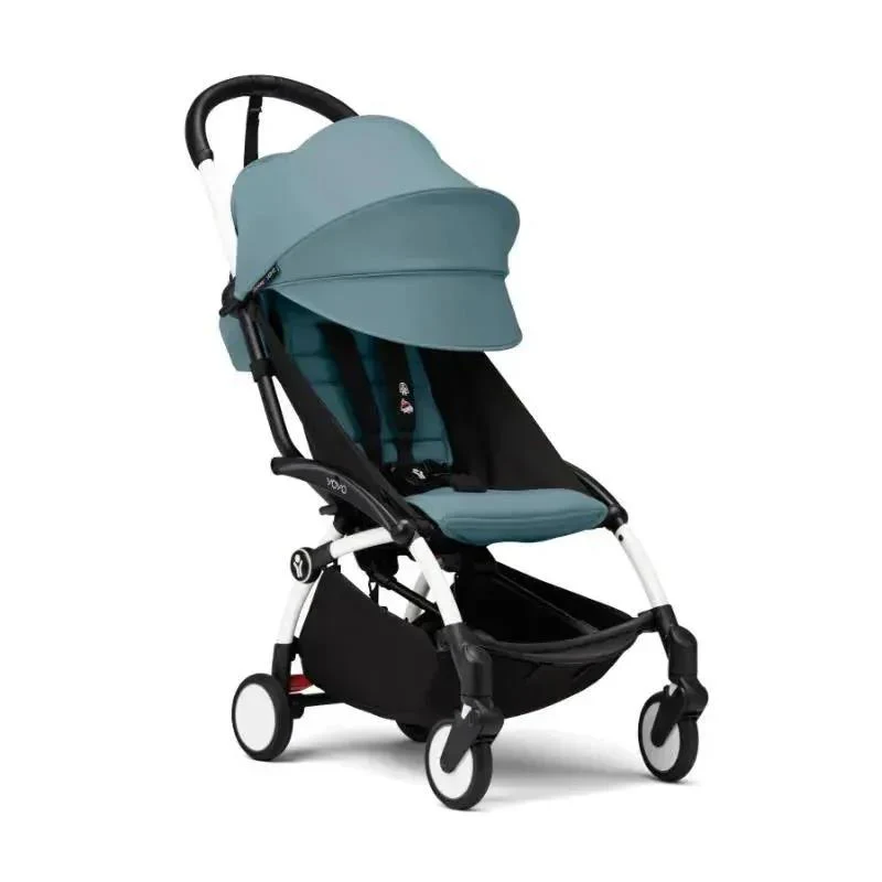 Stokke - Yoyo° Stroller Bundle, Black And White Frame | Aqua 6+ Color Pack | Aqua Newborn Pack - Image 2