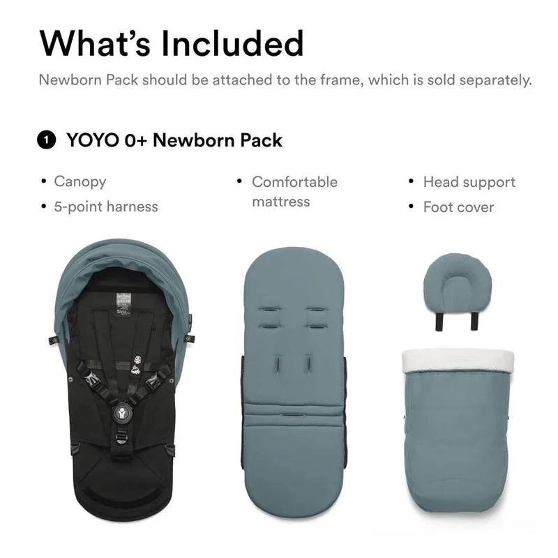 Stokke - Yoyo° Stroller Bundle, Black And White Frame | Aqua 6+ Color Pack | Aqua Newborn Pack - Image 5