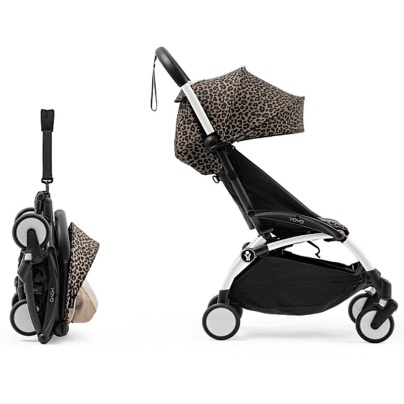Stokke - Yoyo³ Stroller Bundle, Black And White Frame & Leopard 6+ Color Pack - Image 4