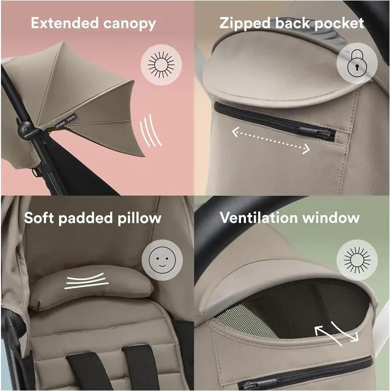 Stokke - Yoyo³ Stroller Bundle, Black And White Frame & Taupe 6+ Color Pack - Image 5