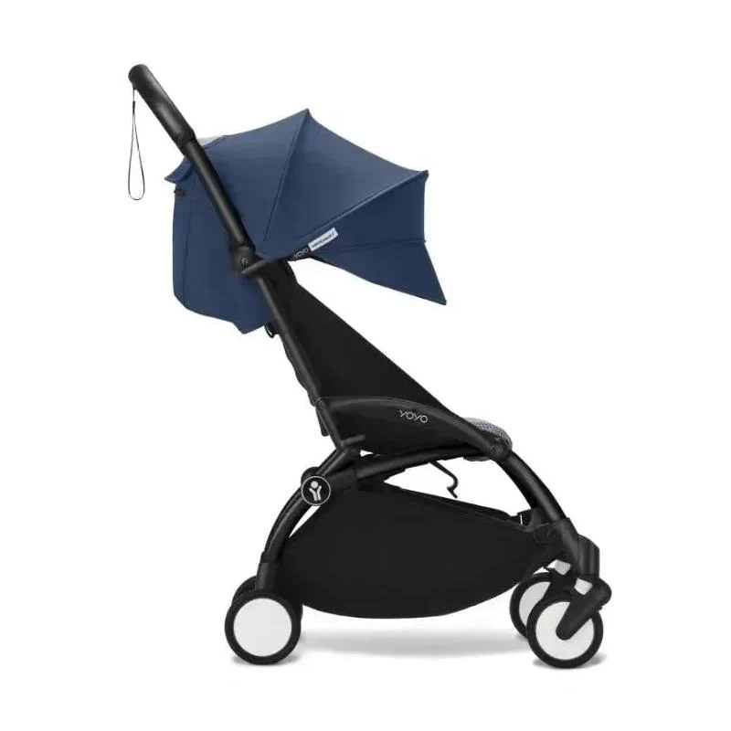 Stokke - Yoyo³ Stroller Bundle, Black Frame | 6+ Air France Color Pack | Navy Bassinet - Image 5