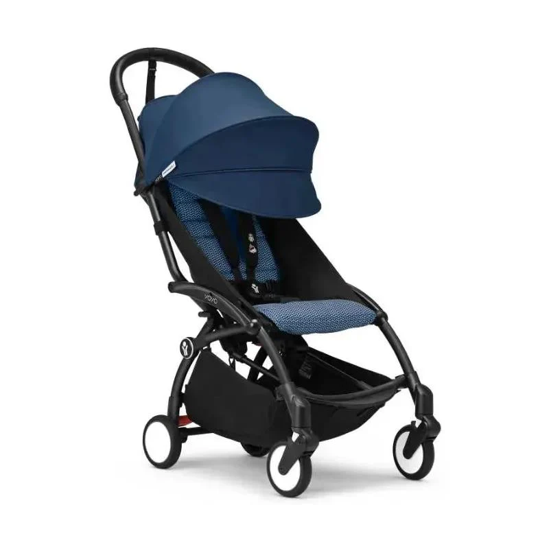 Stokke - Yoyo³ Stroller Bundle, Black Frame | 6+ Air France Color Pack | Navy Bassinet - Image 6
