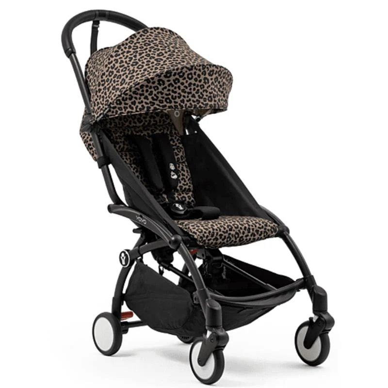 Stokke - Yoyo³ Stroller Bundle, Black Frame & Leopard 6+ Color Pack