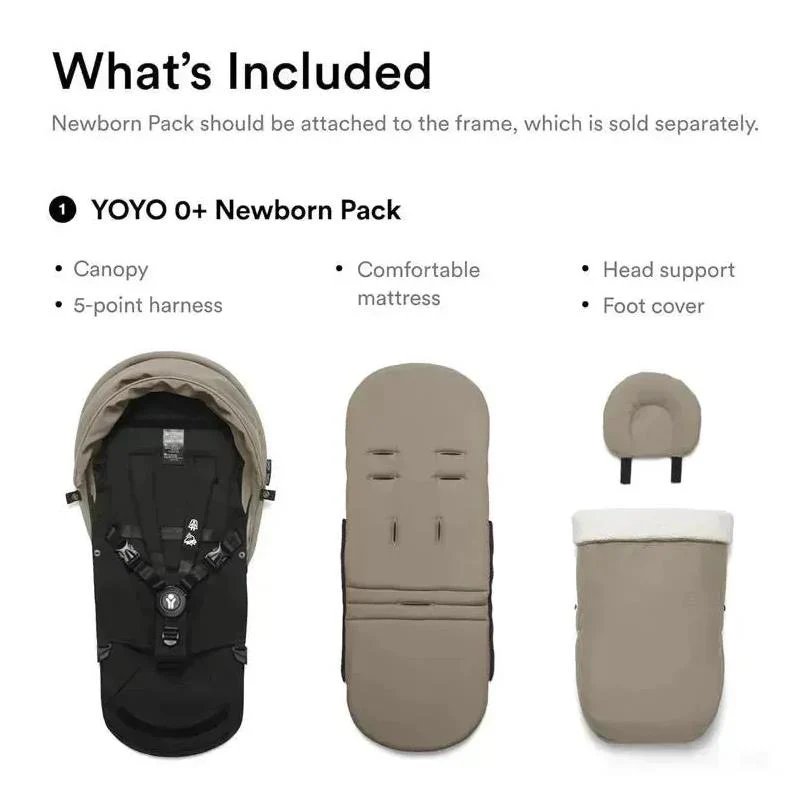 Stokke - Yoyo³ Stroller Bundle, Black Frame | Taupe 6+ Color Pack | Taupe Newborn Pack - Image 5