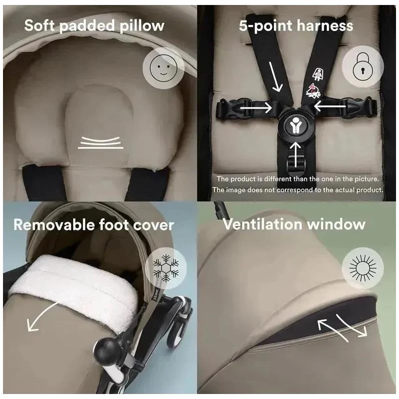 Stokke - Yoyo³ Stroller Bundle, Black Frame | Taupe 6+ Color Pack | Taupe Newborn Pack - Image 6