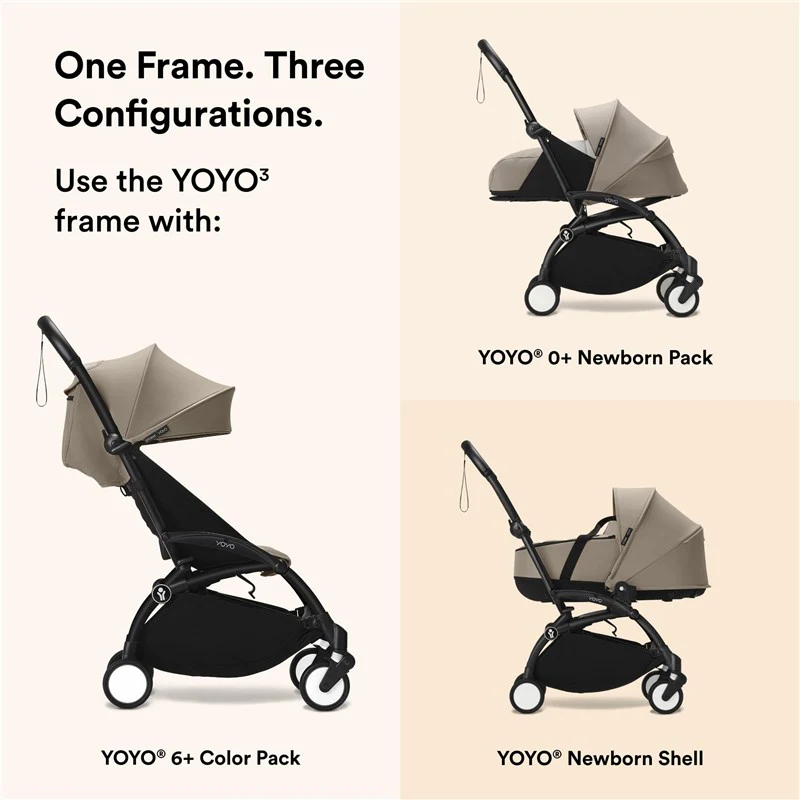 Stokke YOYO3 Frame, Black - Textile Set Not Included - Comes with 5-Point Harness, Multi-Position Reclining Backrest, Canopy Extensions, Padded Sho - Image 5