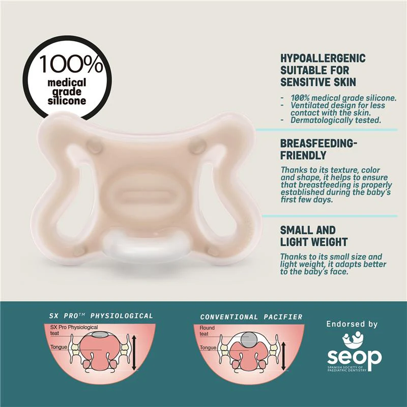 Suavinex 2Pk Zero Zero Silicone Baby Pacifier with SX Pro Physiological Pacifier Nipple, Light - Image 5