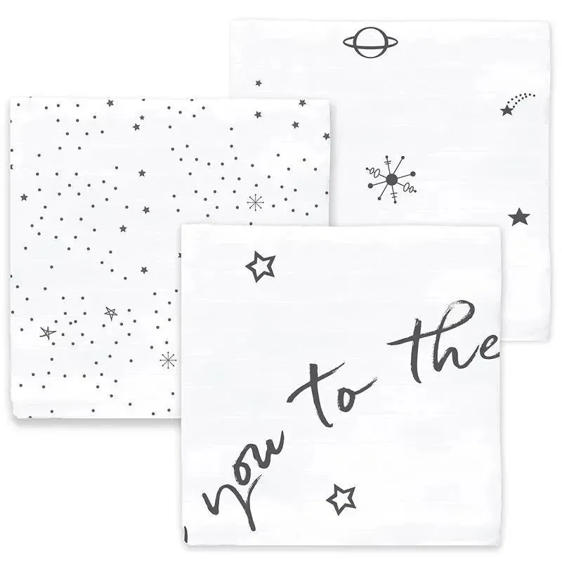 Swaddle Designs - 3Pk Muslin Swaddle Blankets, Love You To The Moon - Image 4