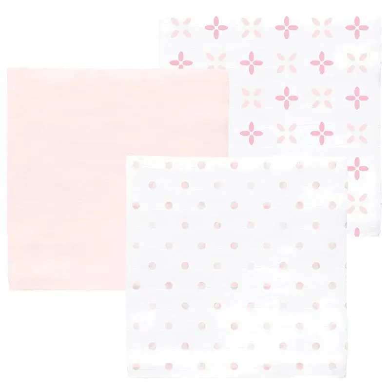 Swaddle Designs - 3Pk Muslin Swaddle Blankets, Pink Springfield