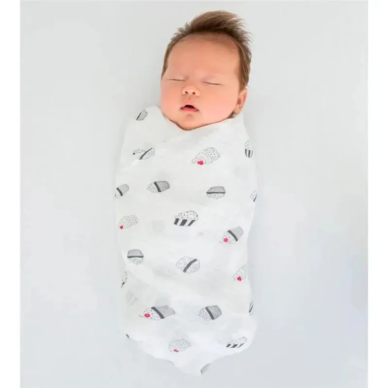 Swaddle Designs - Black & White Cupcakes Marquisette Swaddle Blanket - Image 2