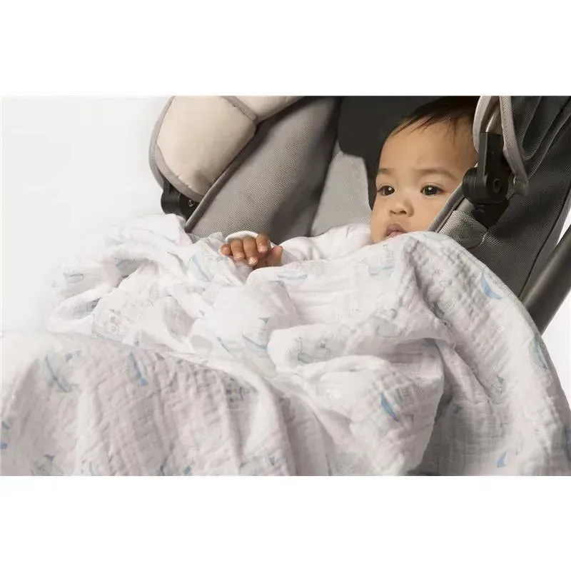 Swaddle Designs - Blue French Dots Muslin Swaddle Blanket - Image 2