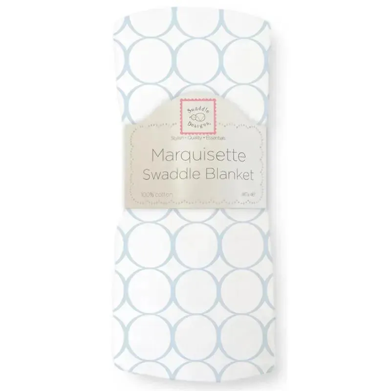Swaddle Designs - Pastel Blue Mod Circles Marquisette Swaddle Blanket